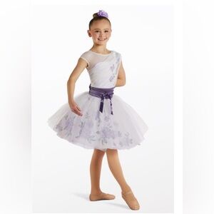 Blue and white ballet dance costume